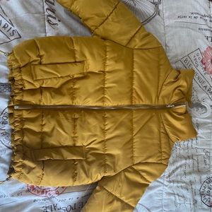 Mustard yellow puffer coat